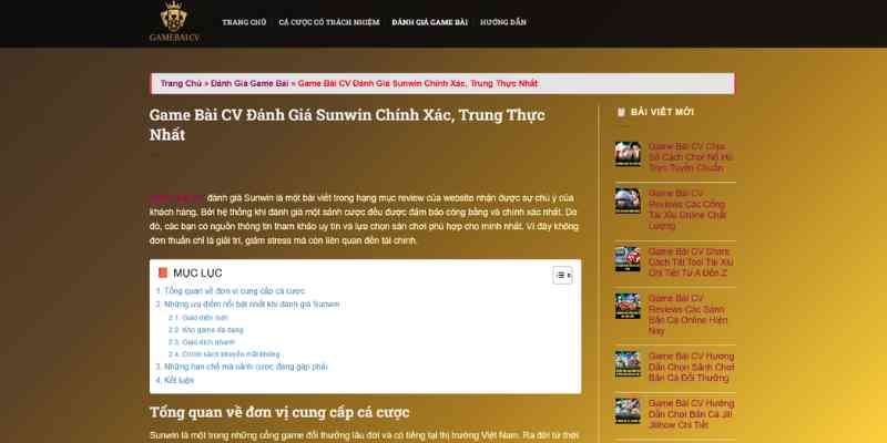 Ảnh: Một bài đánh giá chi tiết về Sunwin trên Gamebai.cv
